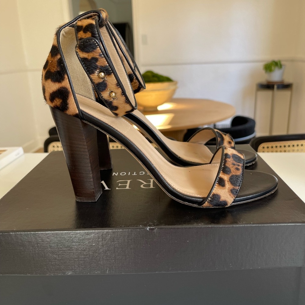 J Crew Collection Lanie Calf Hair Stacked Heel Sandal, Women’s 8.5